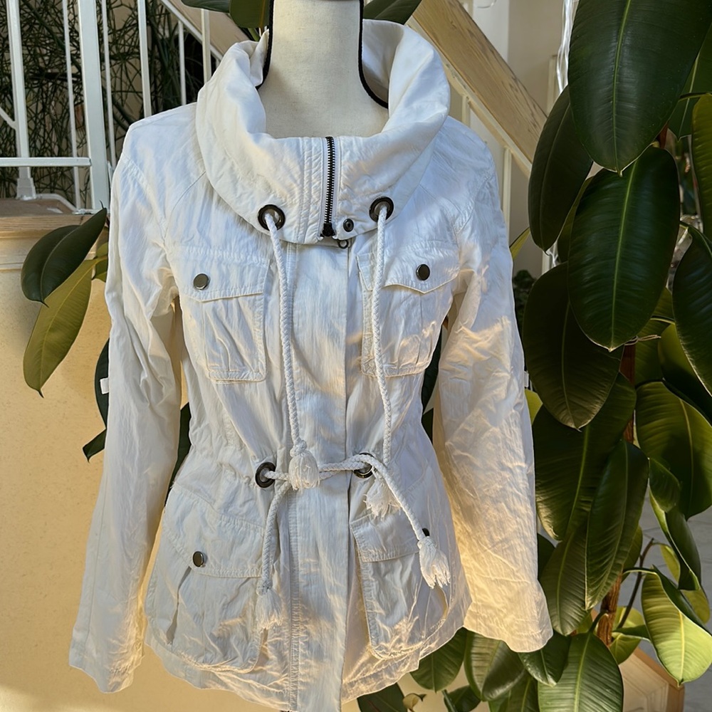 Zara White Spring Jacket With Adjustable Sleeves … - image 1